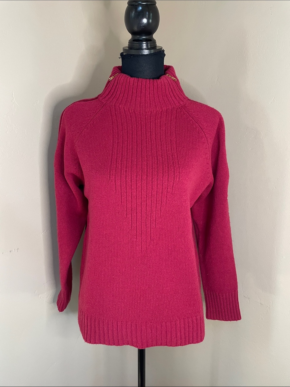 Head Lindsey Vonn Cranberry Mock Neck Knit Ski Sweater With Rose Gold Zips, L